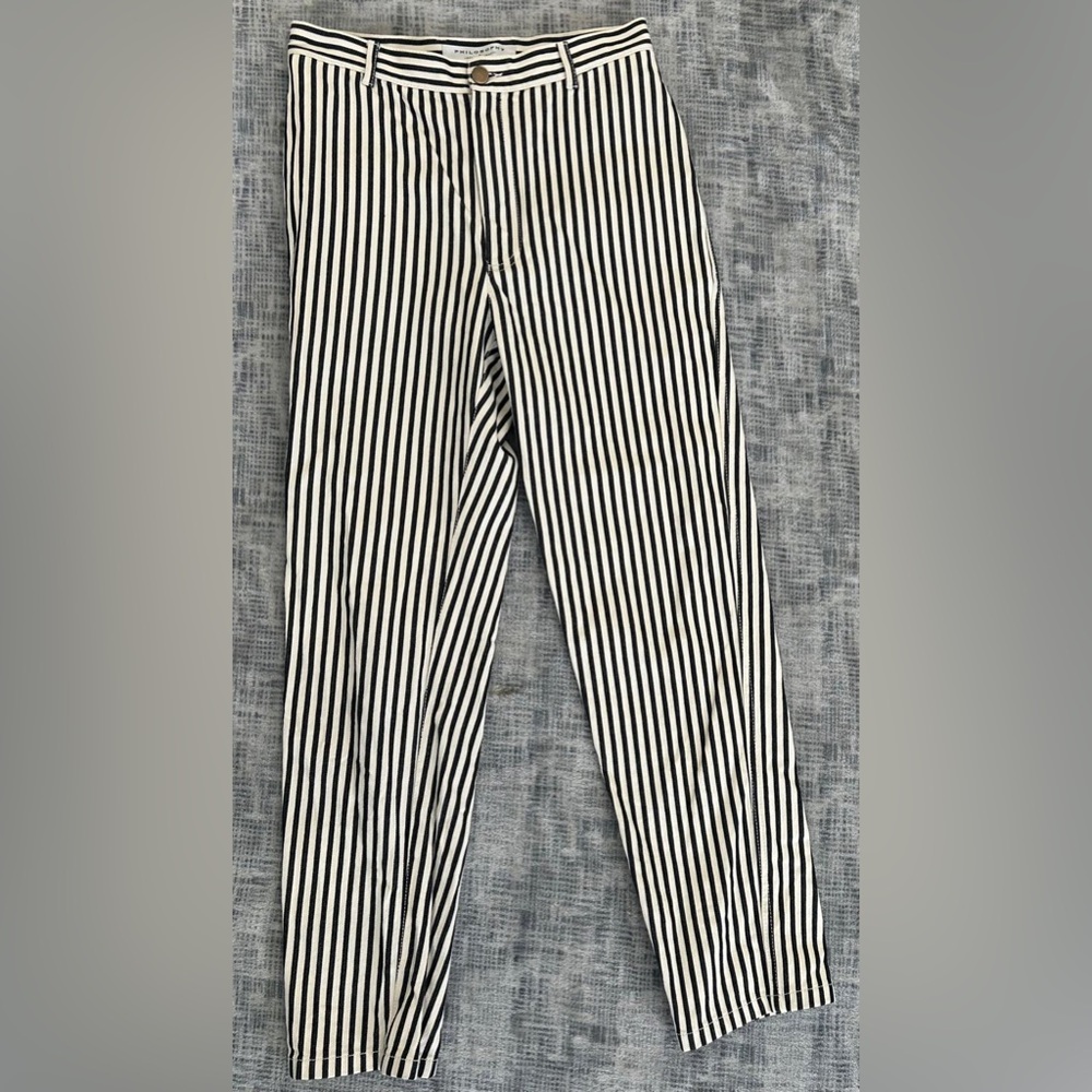 Philosophy di Lorenzo Serafini Black and White Striped Dress Pants